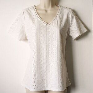 Amazon Hotapei Eyelet T-Shirt Top S Ivory White  50off3